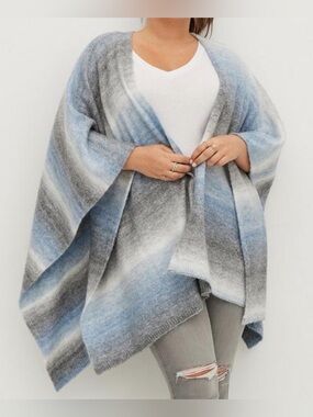 Torrid Knit Poncho Shawl Wrap Ruana - Spacedye Multicolor